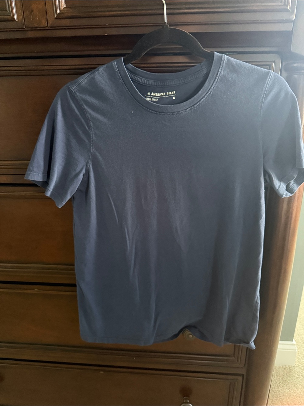 American Giant Short Sleeve Crewneck T-Shirt in Navy Blue